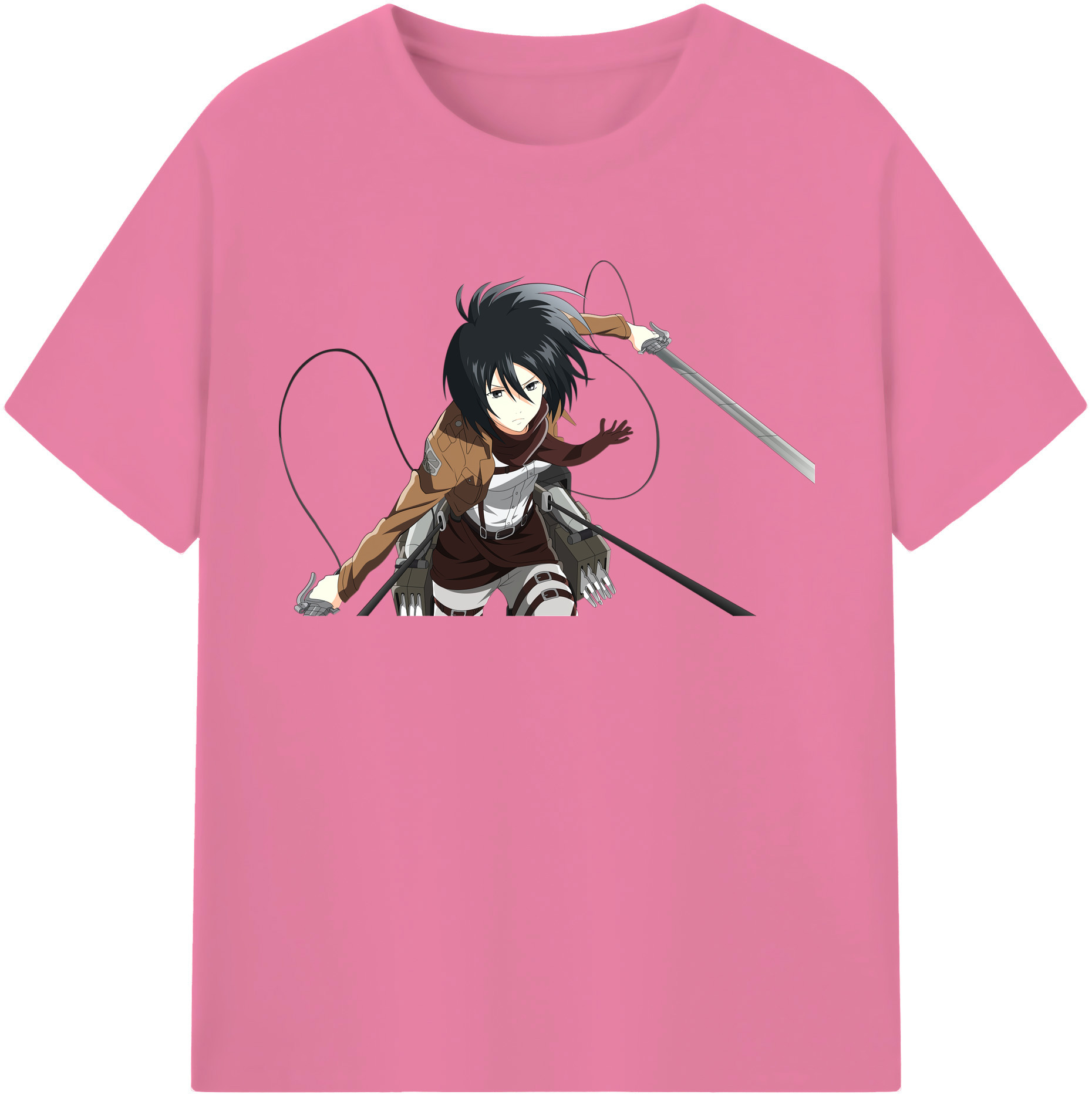 （画像用） 進撃の巨人 ミカサ·アッカーマン Attack on Titan Mikasa Ackerman 綿100％半袖Tシャツ（フロントプリント）